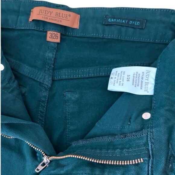 Judy Blue High Waist Wide Leg Garment Dyed Crop Jeans Teal - Picture 3 of 8